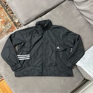 NWT Adidas Womens Woven Shell Jacket Hooded Black Size XL Cropped